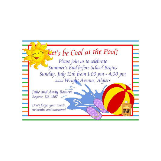 POOL THINGS CUSTOM INVITATION