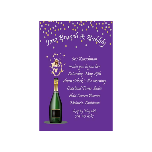 POPPED CHAMPAGNE BOTTLES CUSTOM INVITATION