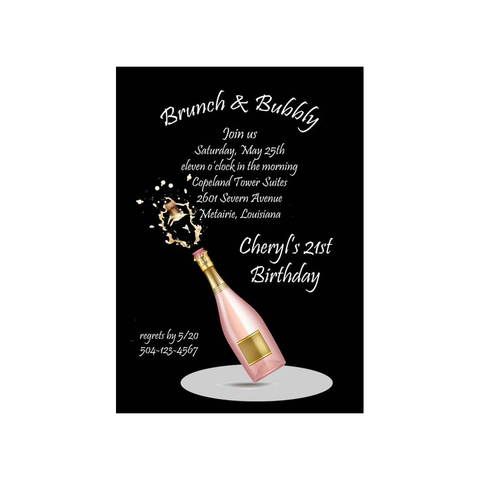 POPPED CHAMPAGNE BOTTLES CUSTOM INVITATION