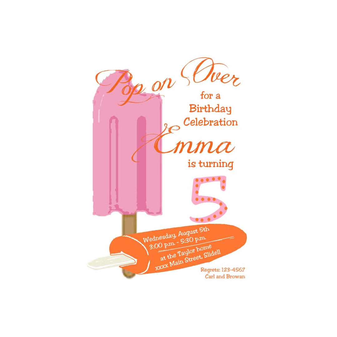 POP ON OVER - POPSICLES CUSTOM INVITATION