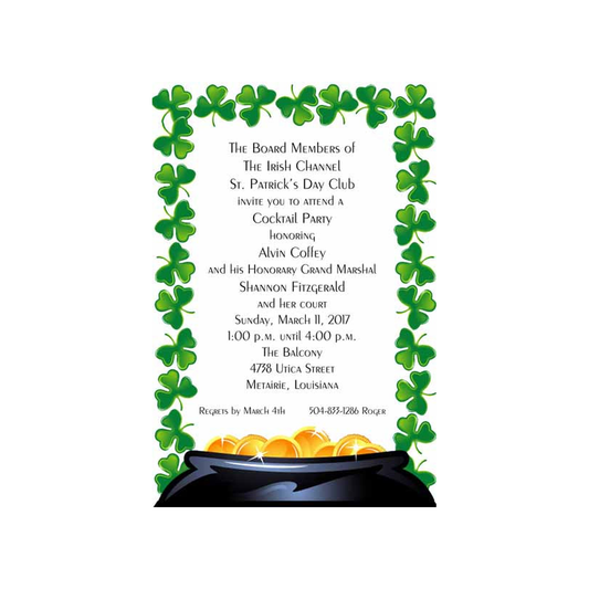 POT OF GOLD AND CLOVERS CUSTOM INVITATION