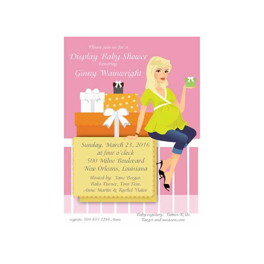 PREGNANT MOM ON BABY BED CUSTOM INVITATION