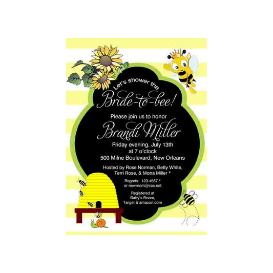 PRINCESS BEE AND SUNFLOWERS CUSTOM INVITATION