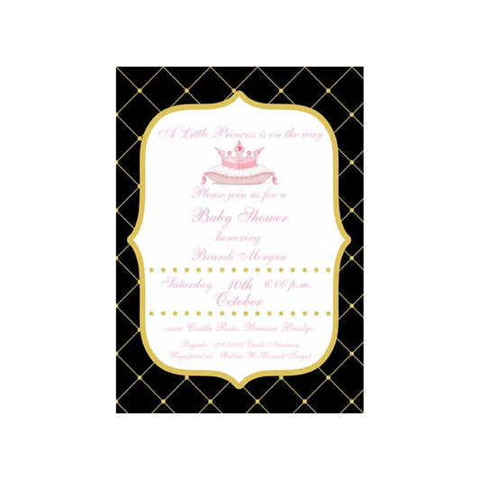 PRINCESS CROWN ON PILLOW CUSTOM INVITATION