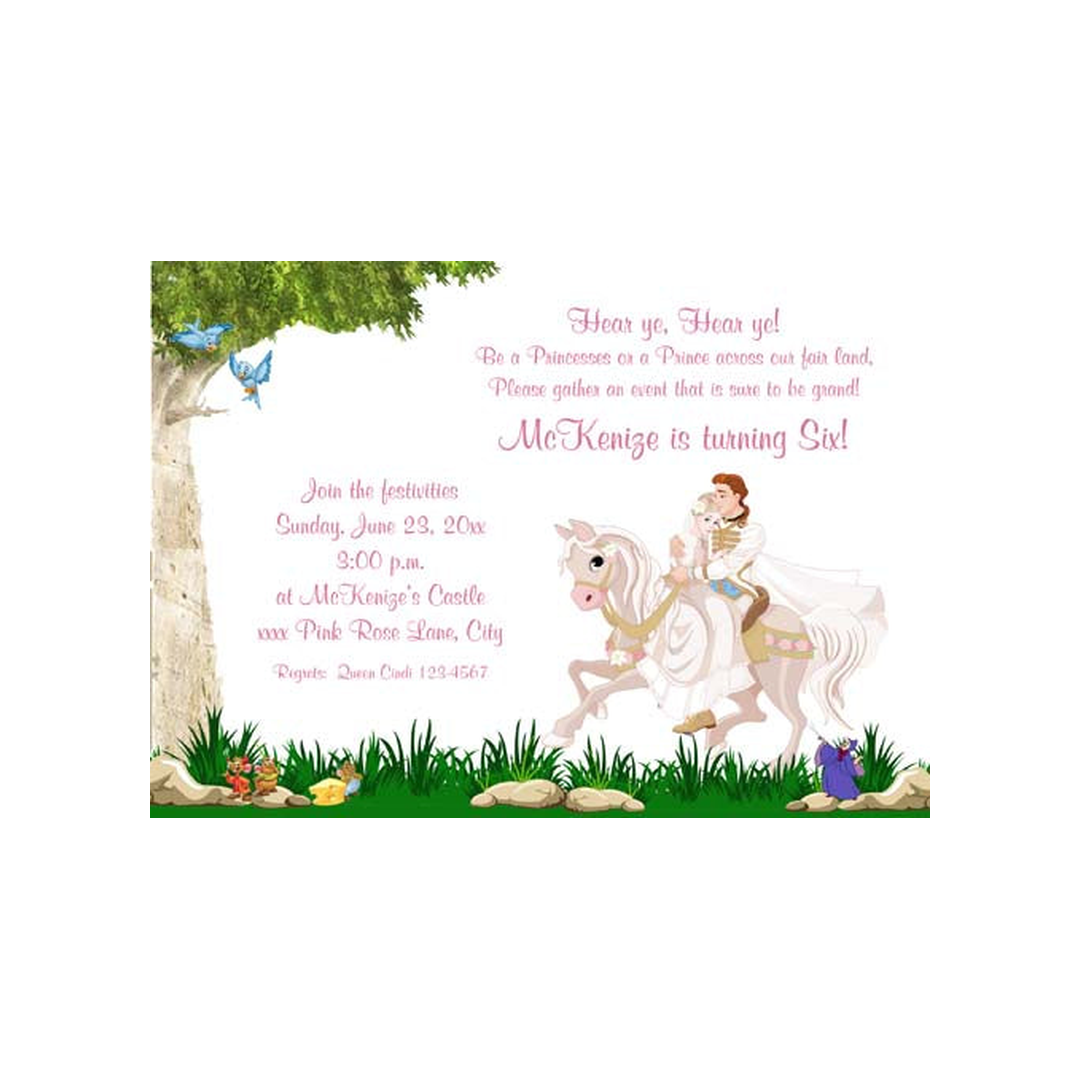 PRINCE AND PRINCESS RIDING CUSTOM INVITATION