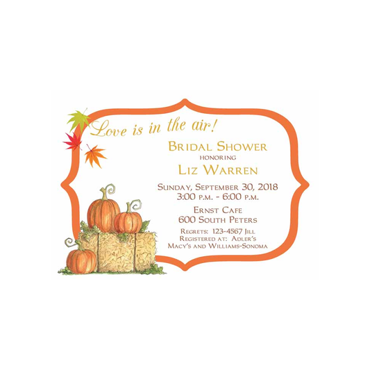 PUMPKINS ON FALL HAY BALES CUSTOM INVITATION