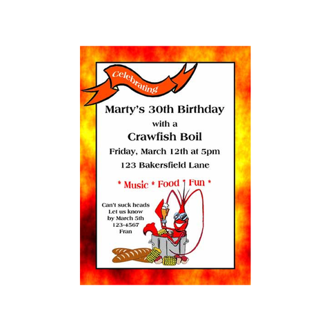 PUNKED OUT OR COSTUMED CRAWFISH CUSTOM INVITATION
