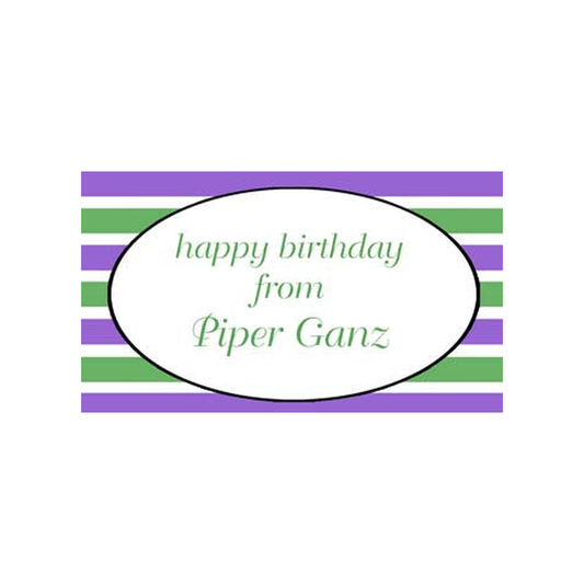PURPLE GREEN STRIPES PERSONALIZED GIFT OR CALLING CARDS