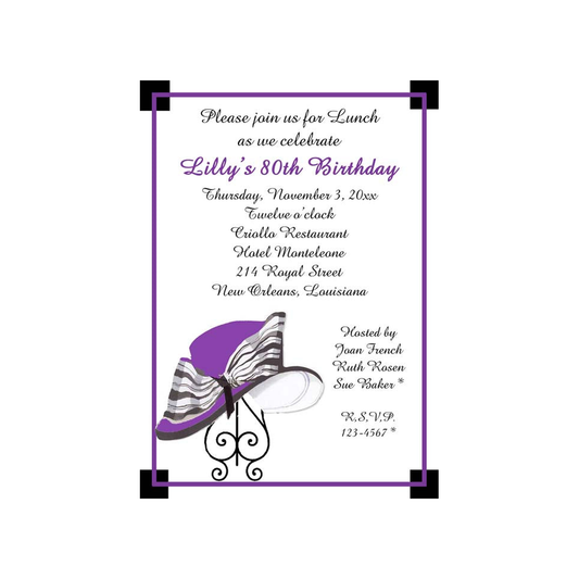 PURPLE HAT CUSTOM INVITATION