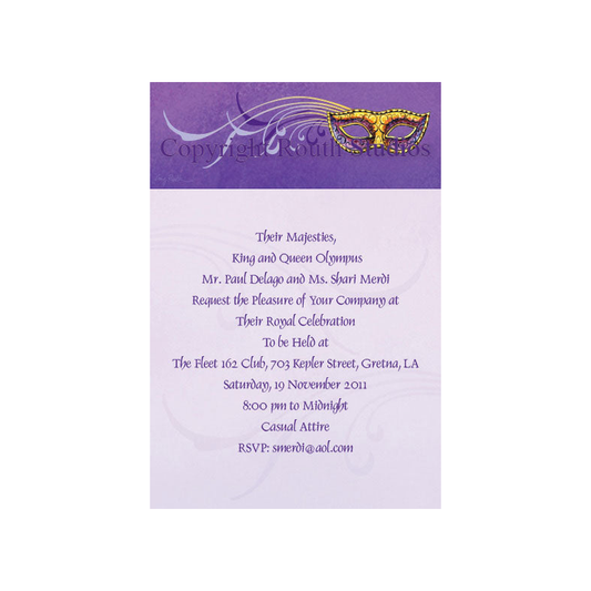 PURPLE MASQUERADE - BLANK STOCK INVITATION