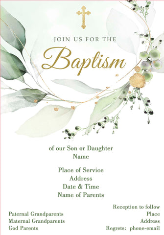 SIMPLE NATURE ACCENTS CROSS CUSTOM INVITATION