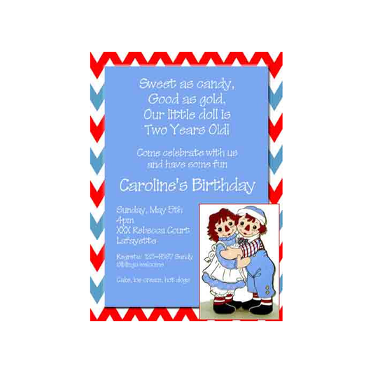 RAG DOLLS HUGGING CUSTOM INVITATION