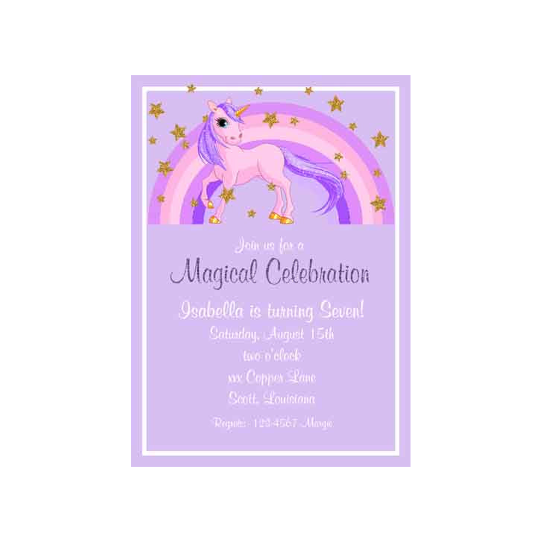 RAINBOW AND UNICORN CUSTOM INVITATION