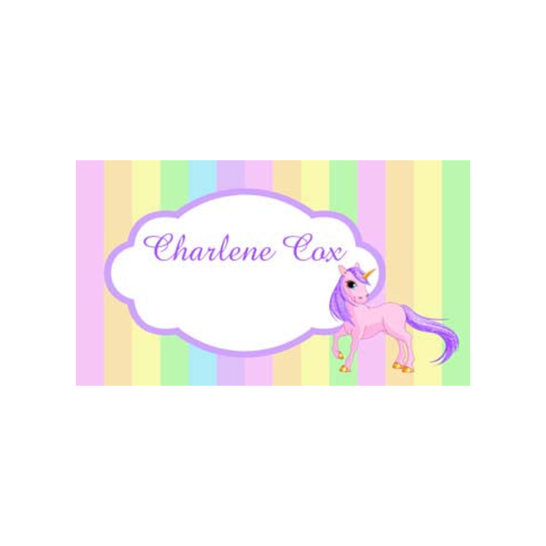 RAINBOW STRIPES AND UNICORN PERSONALIZED GIFT OR CALLING CARDS