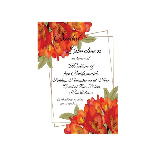 RED-ORANGE FLOWERS CUSTOM INVITATION