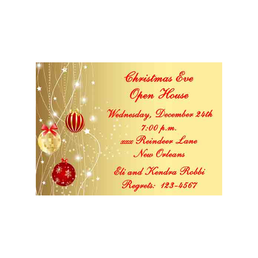 RED AND GOLD ORNAMENTS CUSTOM INVITATION