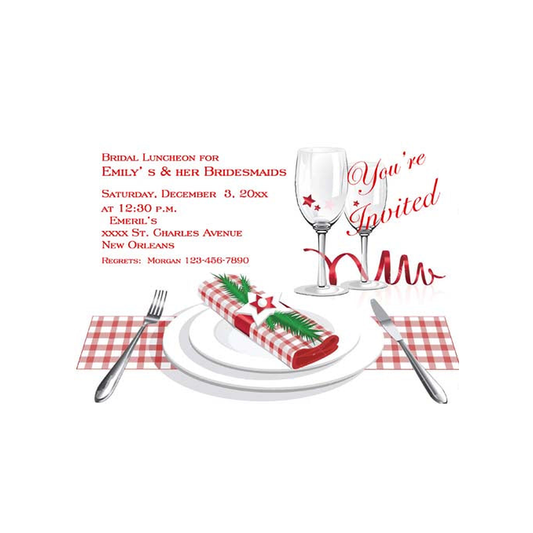 RED AND WHITE CHECK PLACE SETTING CUSTOM INVITATION