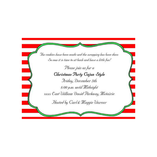 RED AND WHITE STRIPES CUSTOM INVITATION