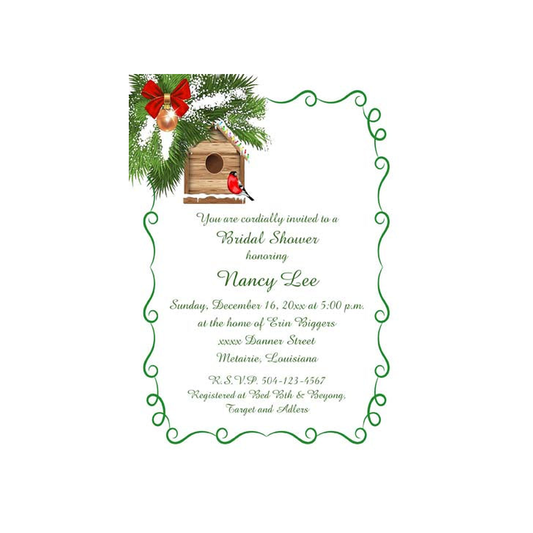 RED BIRD AND BIRD HOUSE CUSTOM INVITATION