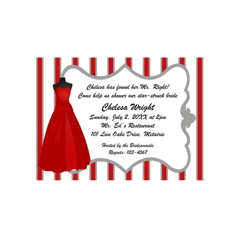 RED FORMAL GOWN CUSTOM INVITATION