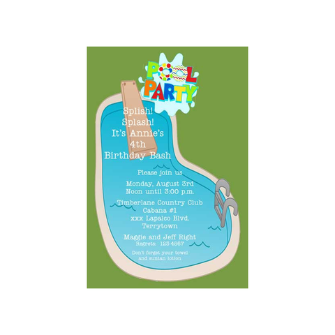 RELAXING AT THE POOL CUSTOM INVITATION