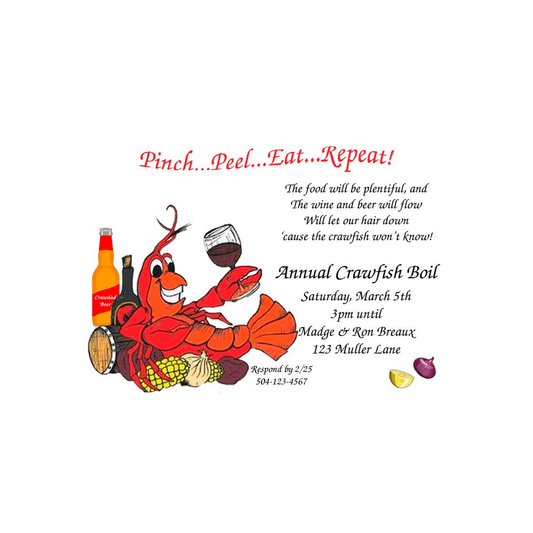 RELAXING CRAWFISH CUSTOM INVITATION