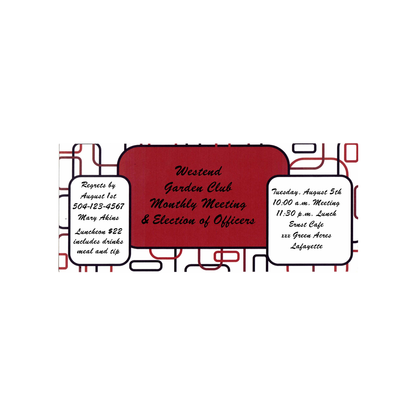 RETRO MODERN RED AND BLACK - BLANK STOCK INVITATION