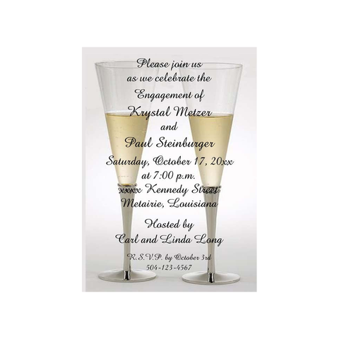 RHINESTONE CHAMPAGNE FLUTES CUSTOM INVITATION