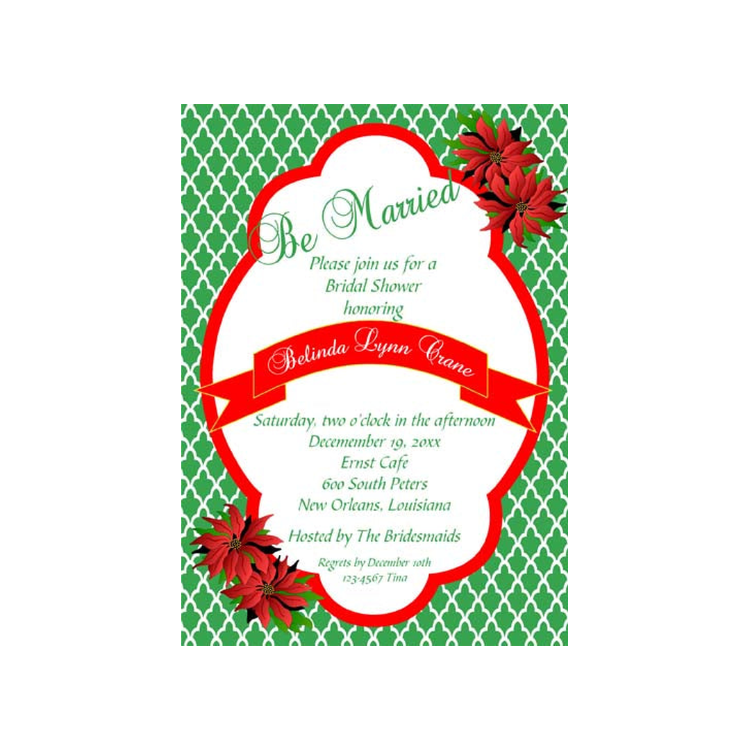 RIBBON AND POINSETTIAS  CUSTOM INVITATION