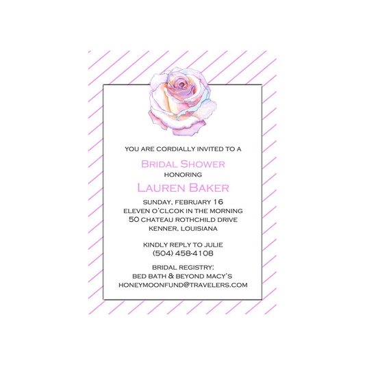 ROSE FLOWER WITH STRIPES CUSTOM INVITATION