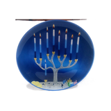 ROUND GLASS MENORAH SERVING  PLATE