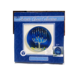 ROUND GLASS MENORAH SERVING  PLATE