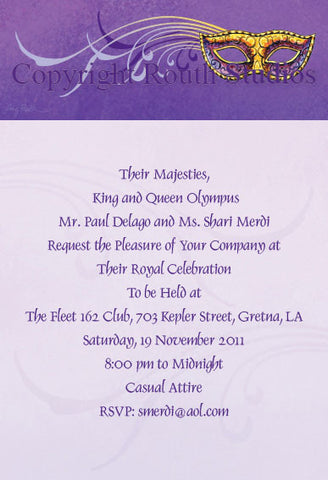 PURPLE MASQUERADE - BLANK STOCK INVITATION