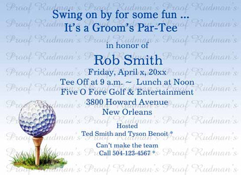 GOLF TEE OFF CUSTOM INVITATION