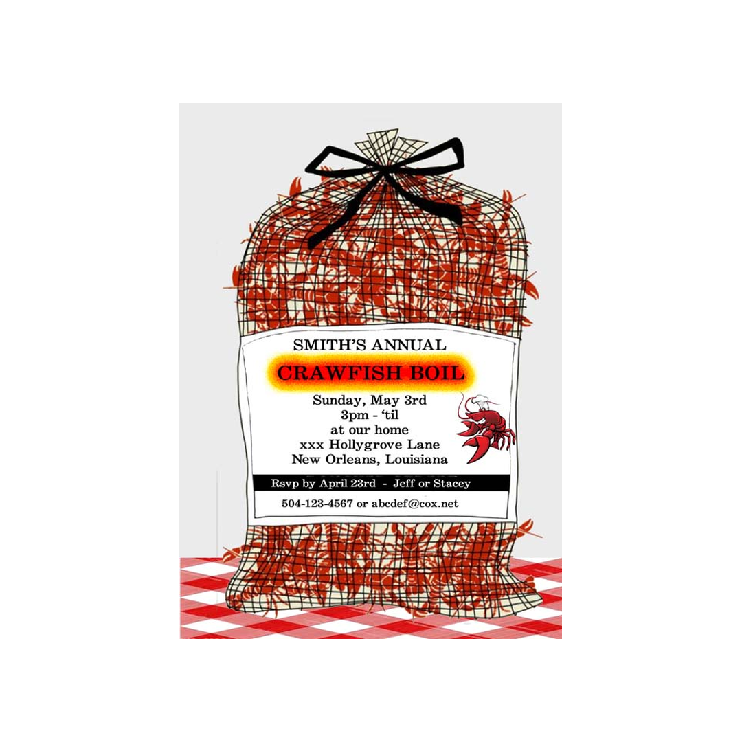 SACK CRAWFISH CUSTOM INVITATION