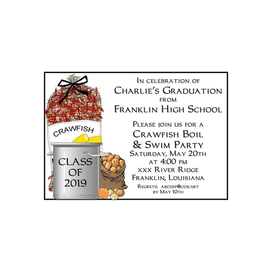 SACK OF CRAWFISH READY FOR THE POT CUSTOM INVITATION