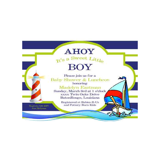SAILBOAT BOLD STRIPES CUSTOM INVITATION