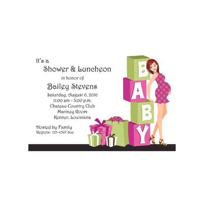 SANDRA MOMMY AND BLOCKS CUSTOM INVITATION