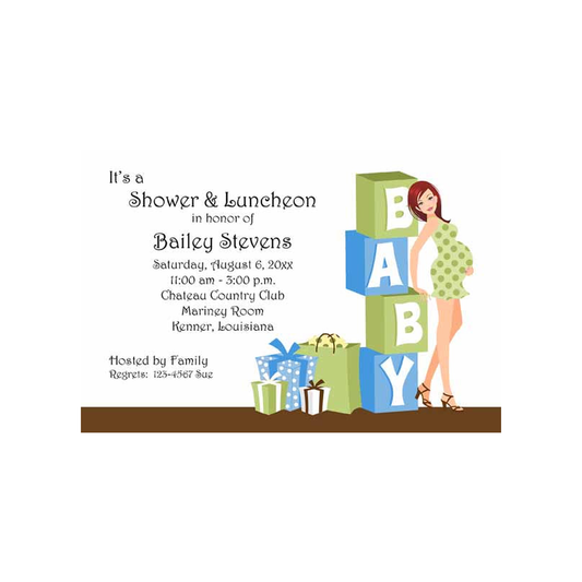 SANDRA MOMMY AND BLOCKS CUSTOM INVITATION
