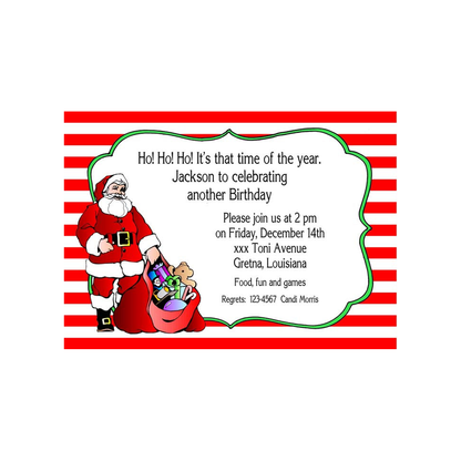 SANTA AND HIS BAG OF TOYS CUSTOM INVITATION