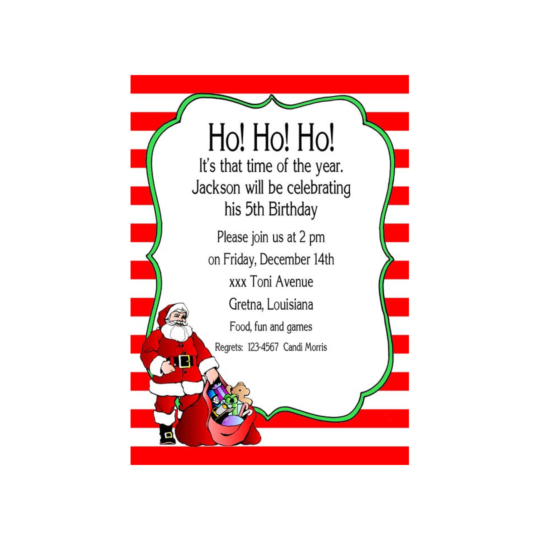 SANTA AND HIS BAG OF TOYS CUSTOM INVITATION