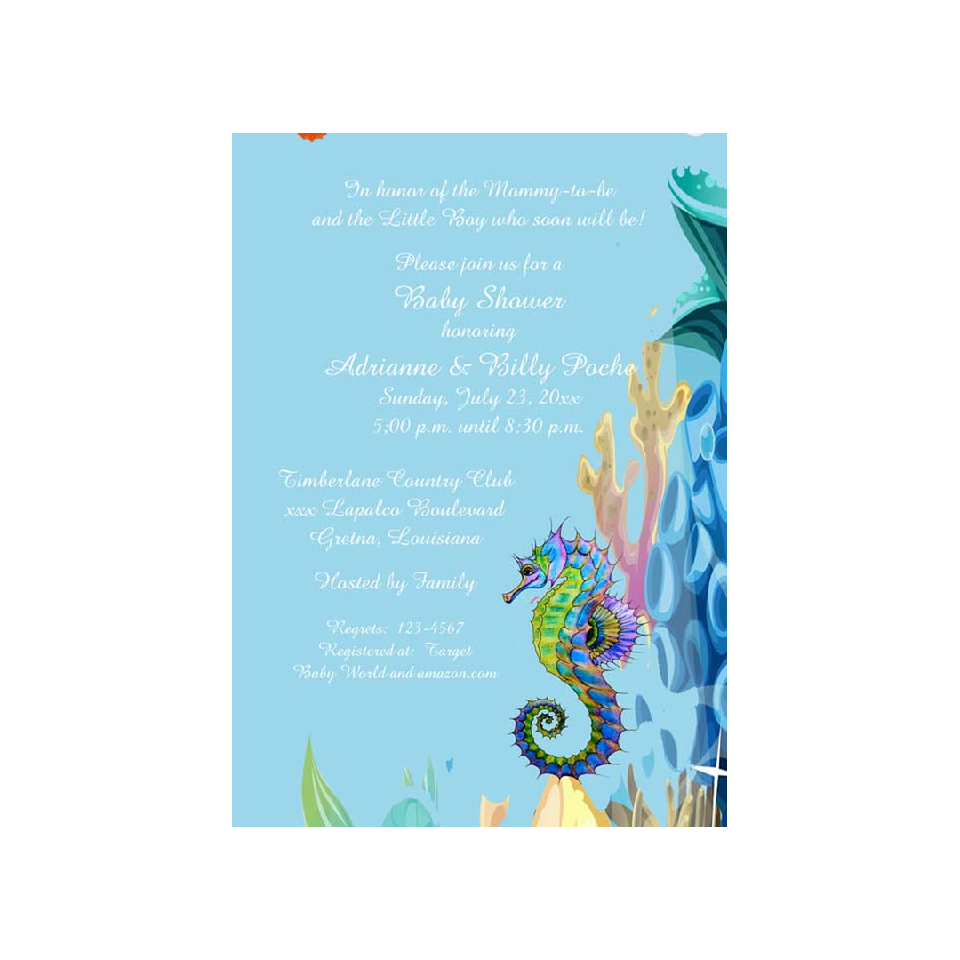 SEAHORSE UNDER THE SEA CUSTOM INVITATION