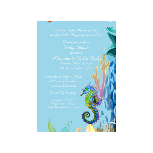SEAHORSE UNDER THE SEA CUSTOM INVITATION