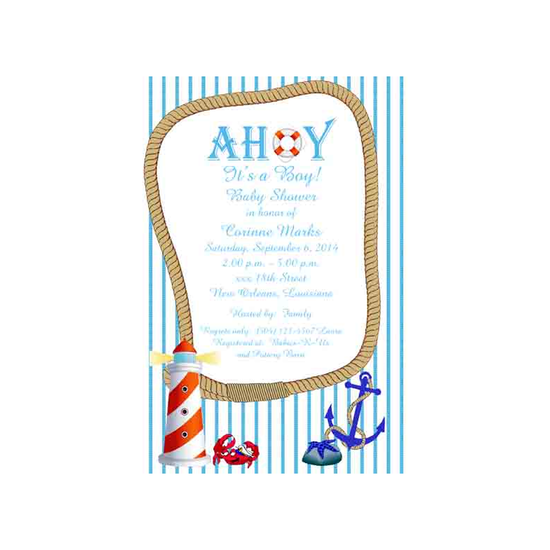 SEERSUCKER NAUTICAL CUSTOM INVITATION