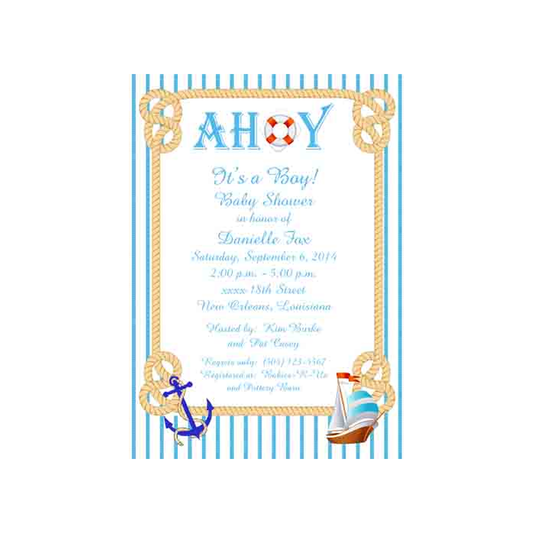 SEERSUCKER SAILBOAT CUSTOM INVITATION