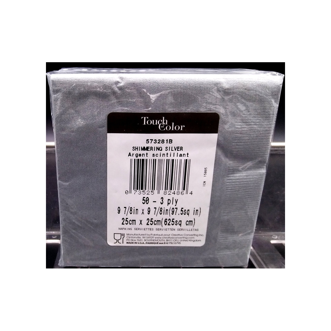 SHIMMERING SILVER PAPER BEVERAGE NAPKINS