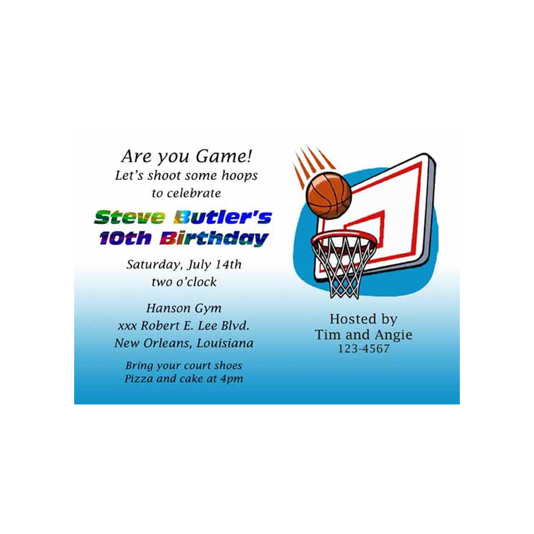 SHOOTING HOOPS CUSTOM INVITATION