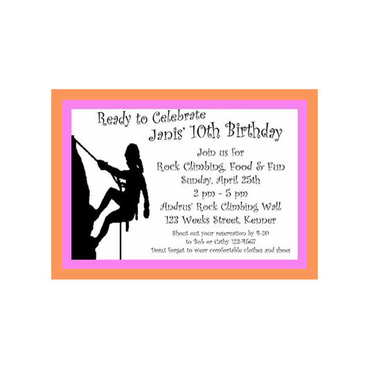 SILHOUETTE OF GIRL ROCK CLIMBING CUSTOM INVITATION