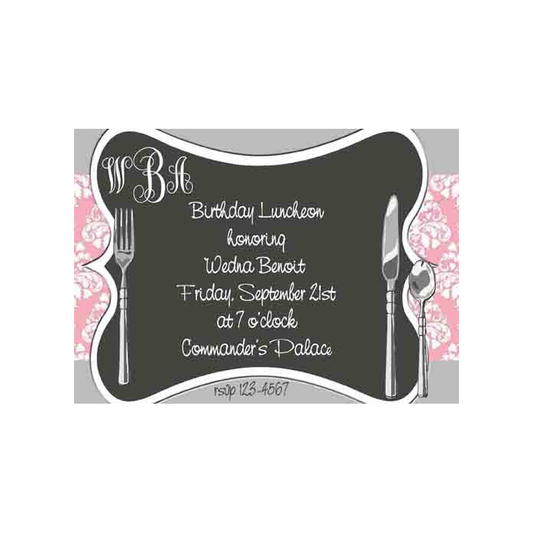 SILVERWARE PLACE SETTING CUSTOM INVITATION