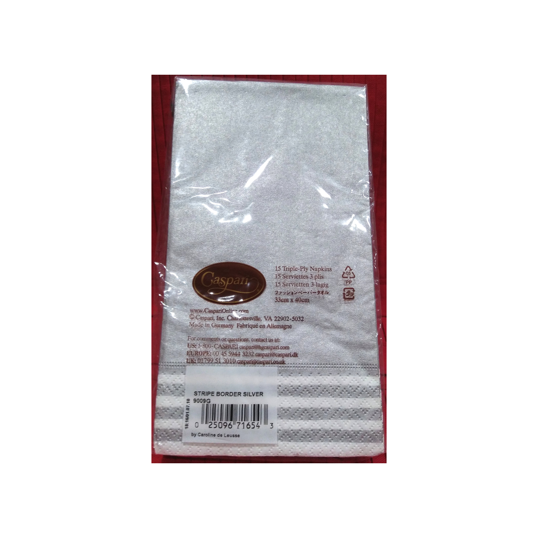 SILVER AND WHITE STRIPE GUEST TOWELS